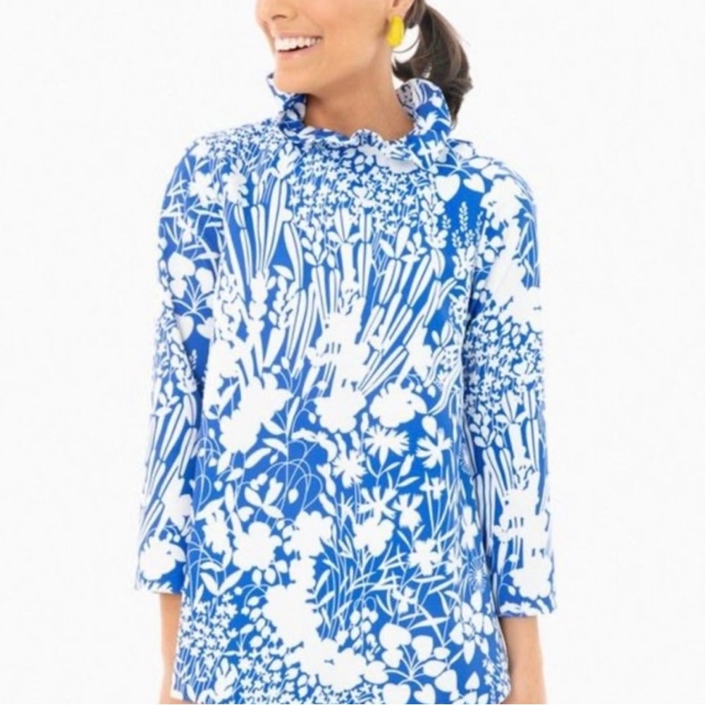 NWT Tuckernuck Faye Blouse Blue Floral XS